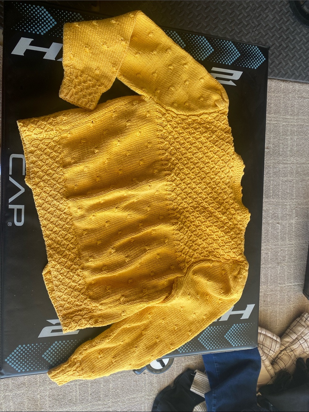 Allen Solly Mustard Yellow Textured Knit Cardigan - Picture 7 of 7